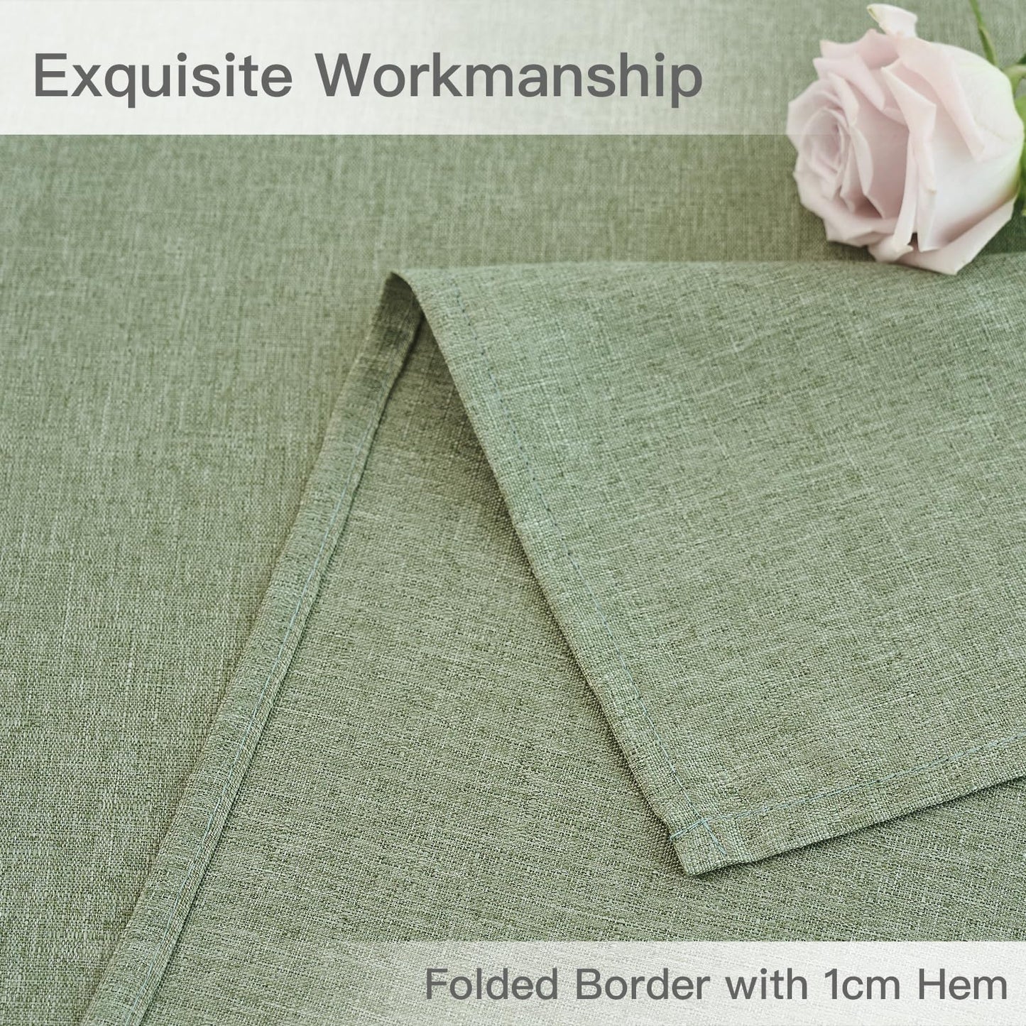 maxmill Rectangle Linen Textured Tablecloth Waterproof Spillproof Wrinkle Free Washable Fabric Table Cloth Kitchen Dining Tabletop Decoration Table Cover for Holiday Party, 52 x 70 Inch, Sage Green