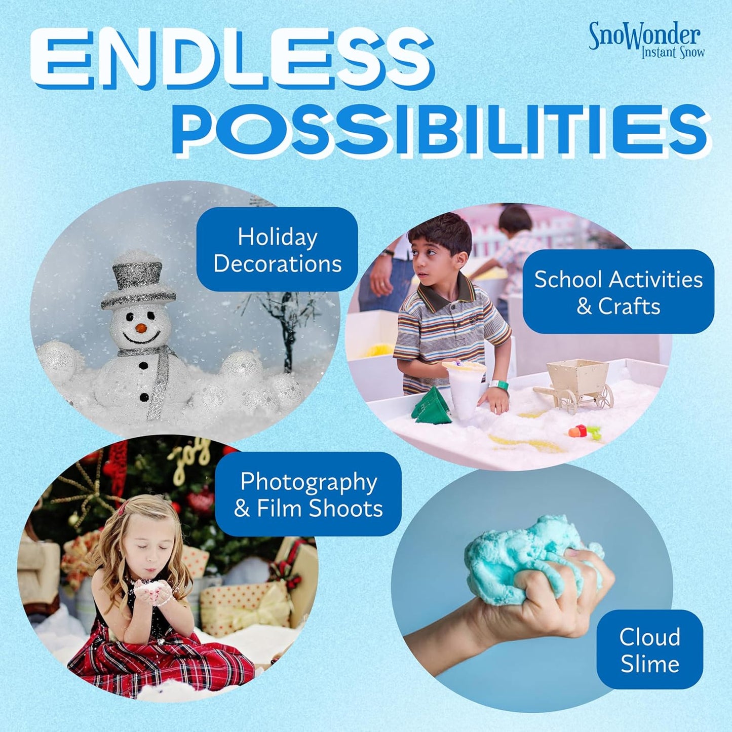 SNOWONDER Instant Snow | Create 120 Gallons of Realistic Fake Snow for Fun & Cloud Slime