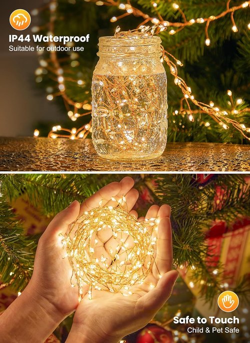 Flowing Fairy Lights - 10FT 388LED Waterproof Twinkle String Lights | 14 Modes for Indoor Christmas Decor