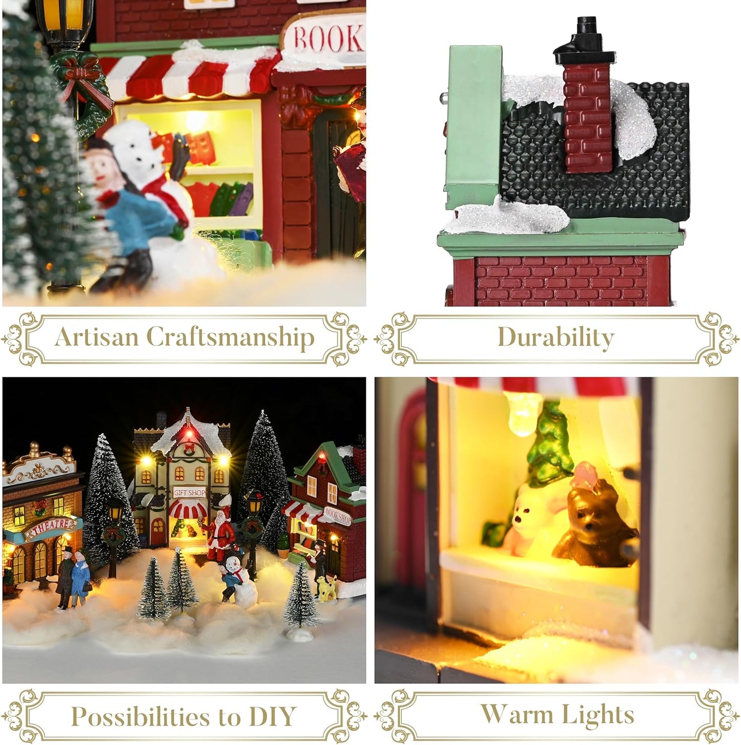 Valery Madelyn Pre-Lit Christmas Village Set - Battery Operated Holiday Figurines | 17 PCS Collection