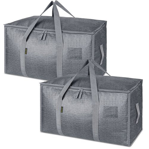 BALEINE 2-Pack Oversized Moving Bags with Reinforced Handles, Heavy-Duty Storage Tote for Clothes, Moving Supplies (Winter Grey, 2-Pack)