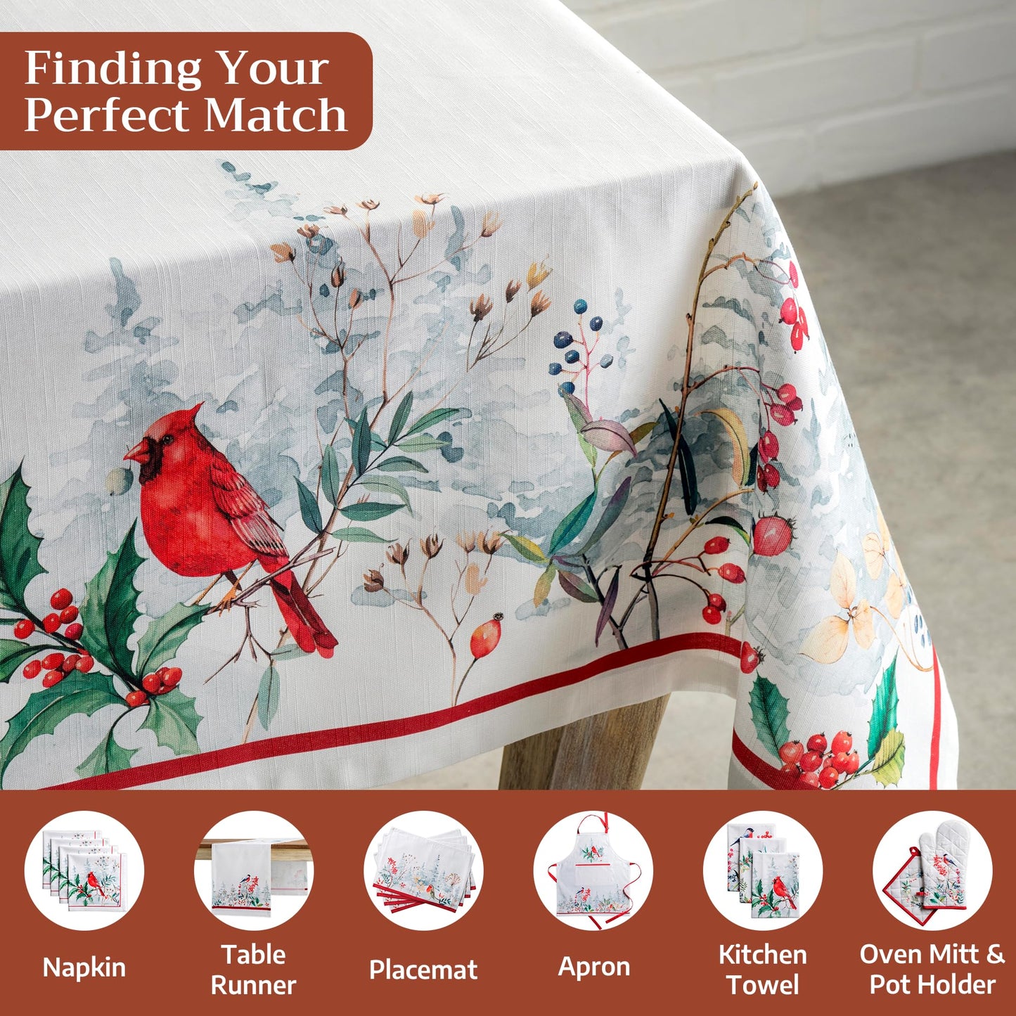 Maison d' Hermine Table Cloth Rectangle Table 100% Cotton 54 x 72 Inches Fall Tablecloth Reusable Everyday Use for Thanksgiving Christmas Decorations Dining Farmhouse Party (Morzine)