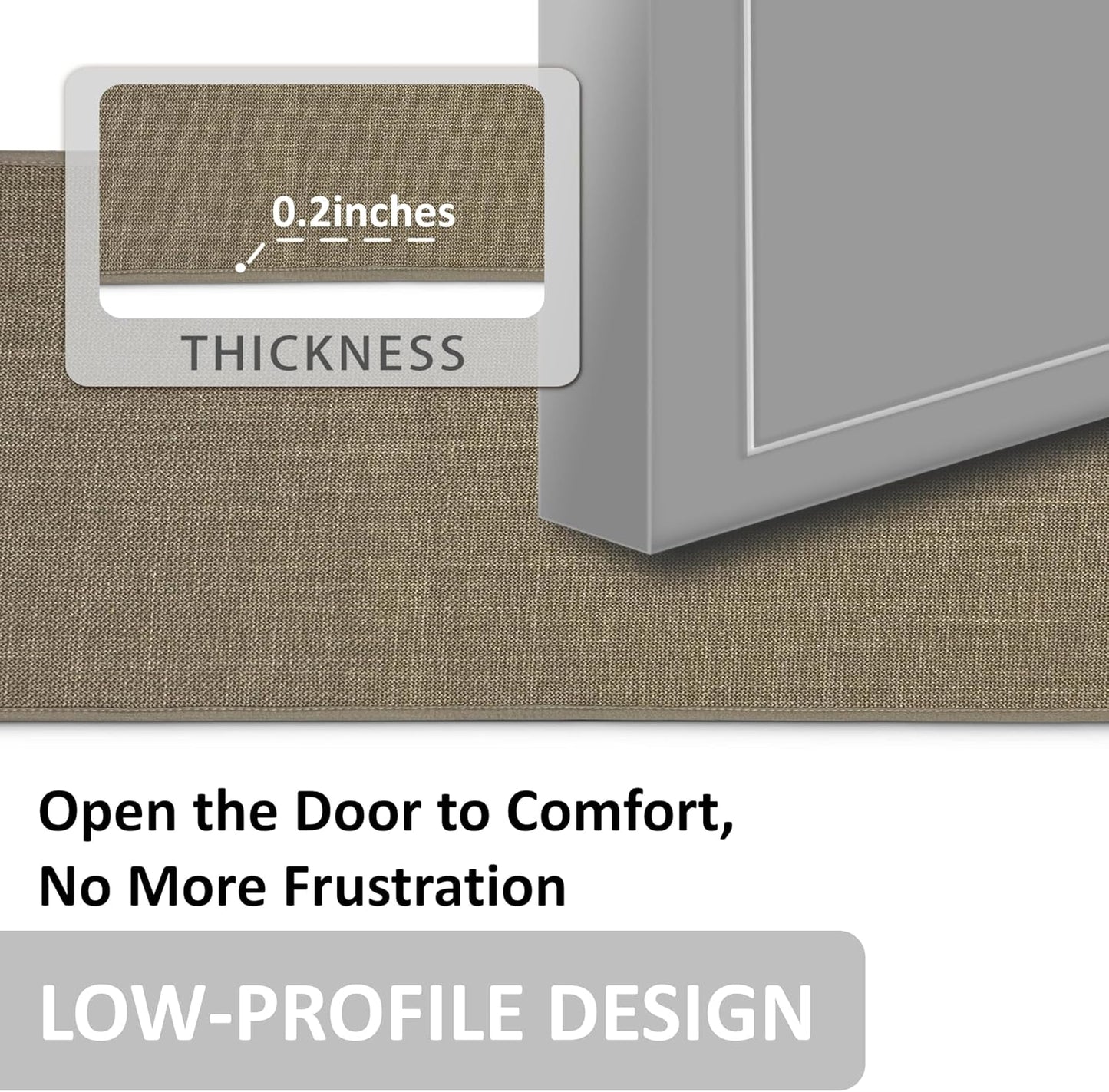 Ultra Thin Indoor Door Mat - 30"x17" Modern Geometric Non-Slip Rug with Rubber Backing | Washable Khaki Entryway Mat