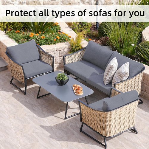 BIETYONE 8Pcs Stretch Patio Cushion Covers - Washable Outdoor Couch Slipcovers | Grey, Cover Only