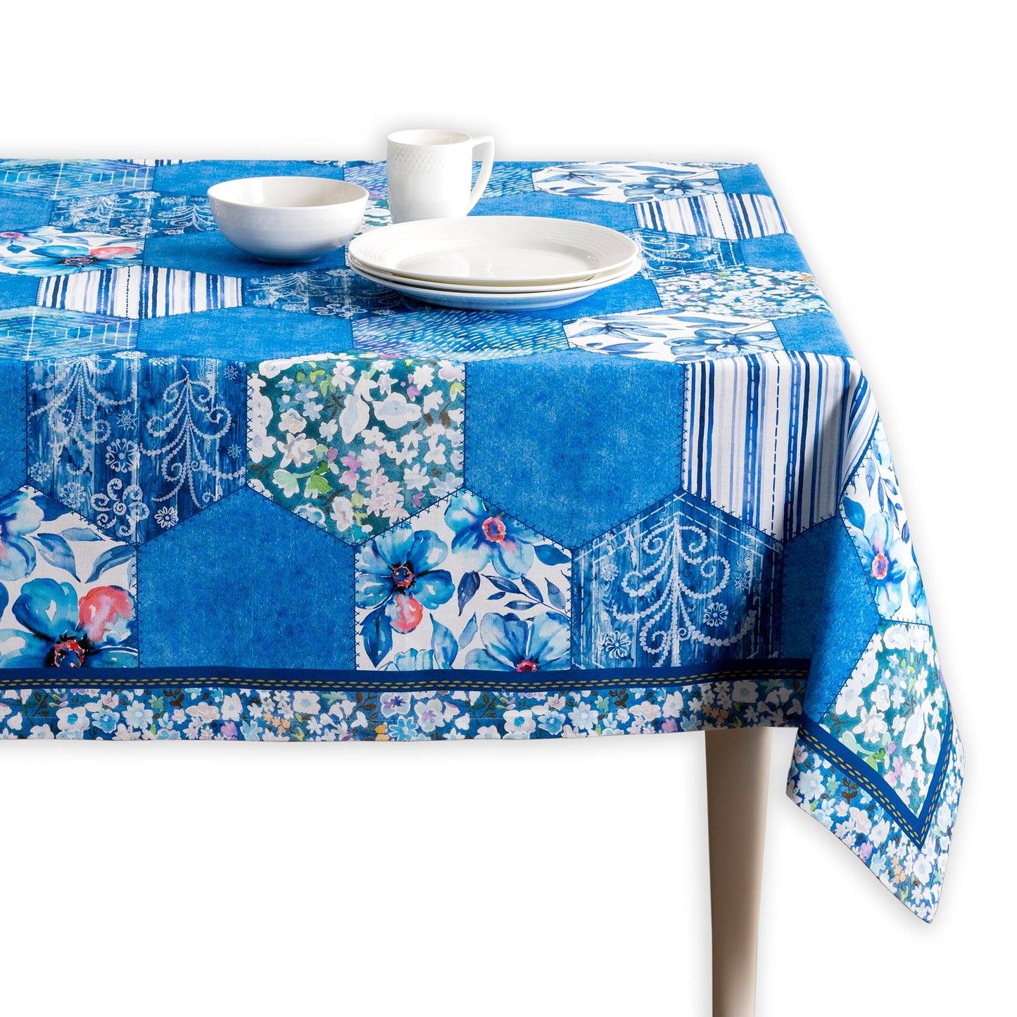 Maison d' Hermine Table Cloth Rectangle Table 100% Cotton 70 x 120 Inches Tablecloth Reusable Decorative for Dining Kitchen Room Farmhouse Home Gifts for Mothers Day Spring Summer - Summer Blues