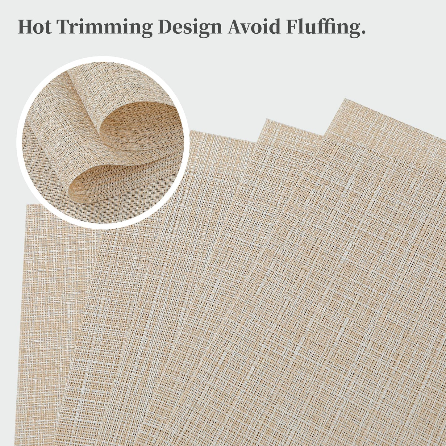 Leetaltree Beige Placemats Set of 20 - Heat Resistant Non-Slip Place mats for Dining Table, Washable Durable PVC Vinyl Woven Table Mats(Beige, 20)