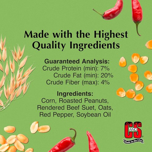 C&S Hot Pepper Delight Suet Dough - No Melt Formula, 11.75 Ounces | 8 Pack