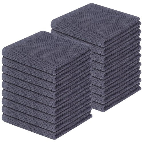 Homaxy 100% Cotton Waffle Weave Kitchen Dish Cloths, Ultra Soft Absorbent Quick Drying Dish Towels, 12 x 12 Inches, 18-Pack, Dark Grey