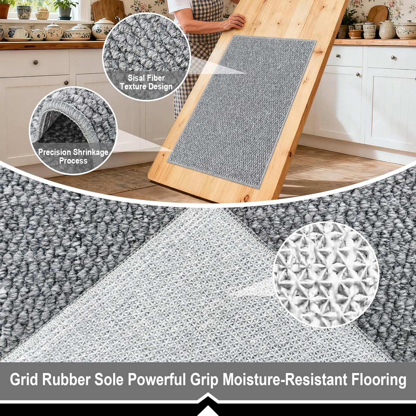 Regine Switzerland Door Mat - 24" x 36" Dirt Trapper | Washable, Non-Slip, Absorbent Grey Entryway Mat