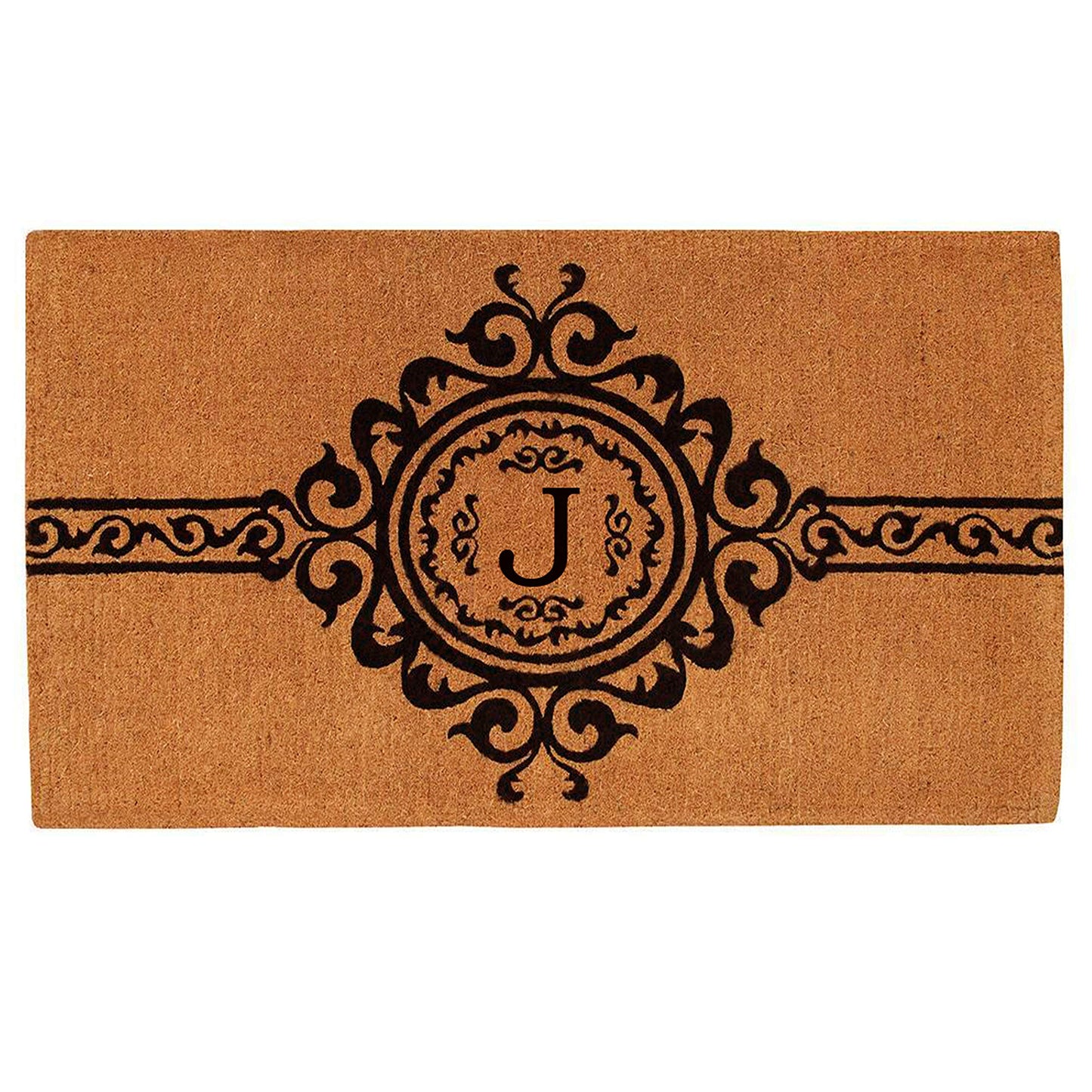 Calloway Mills 180072436J Garbo Monogram Doormat, Extra-Thick 2' x 3' x 1.50" (Letter J), Natural/Black