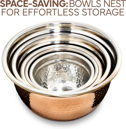 Cook With Color 18-Piece Mixing Bowls Set - Handcrafted Stainless Steel with Airtight Lids, Copper Finish