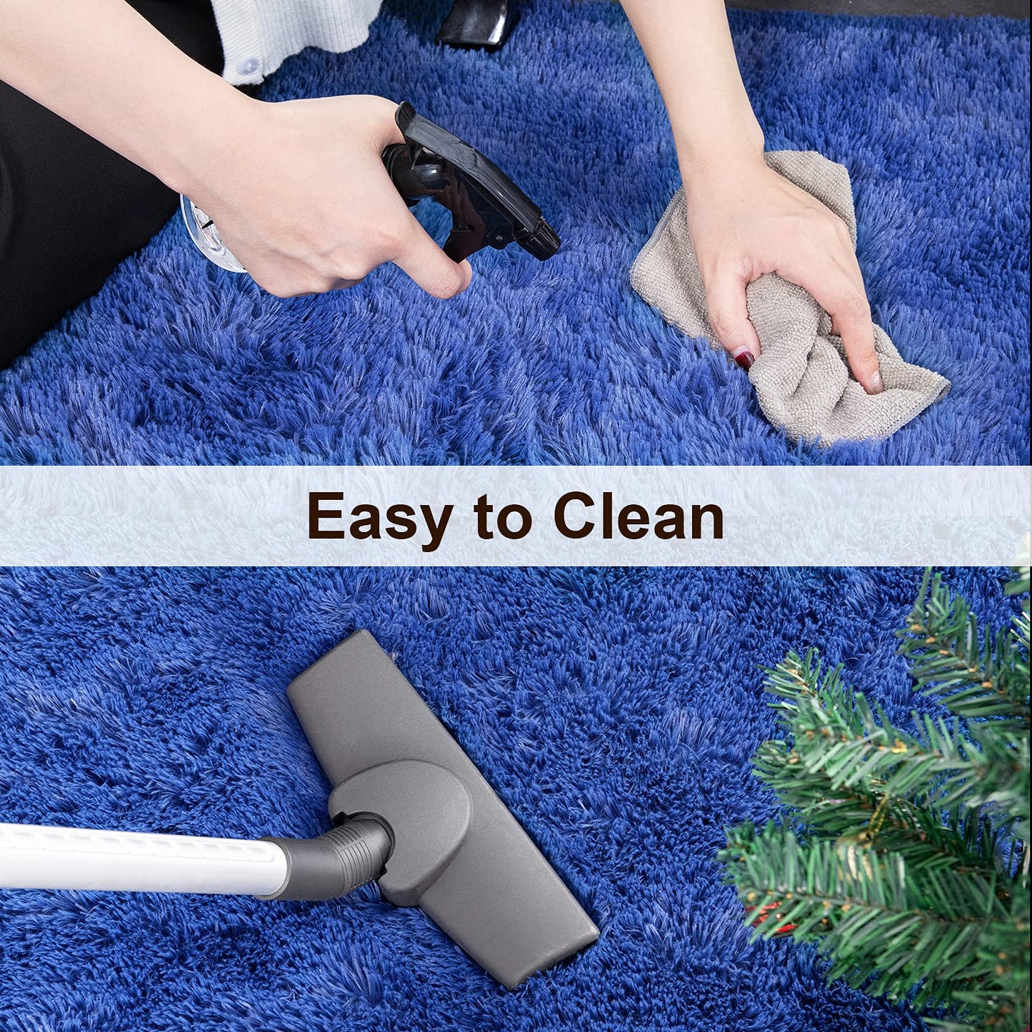 TWINNIS Super Soft Shaggy Rugs Fluffy Carpets, 5x8 Feet, Indoor Modern Plush Area Rugs for Living Room Bedroom Kids Room Nursery Home Decor, Upgrade Anti-Skid Rectangular Fuzzy Rug, Indigo