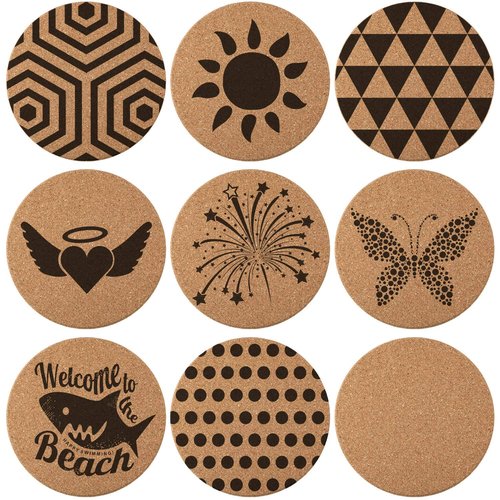 Boao 6 Pcs Round Cork Trivets for Hot Dishes High Density Thick Coasters Wooden Absorbent Cork Plant Coasters for Kitchen, Drinks Coffee Plants (6 Inch)