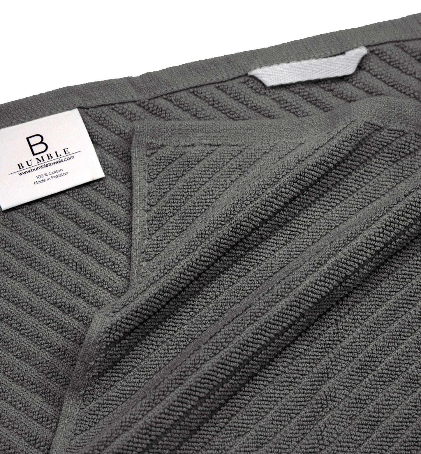 Premium Kitchen Towels (16”x 25”, 6 Pack) | Large Cotton Kitchen Hand Towels | Dish Towels | Diagonal Weave Design | 445 GSM Highly Absorbent Tea Towels Set with Hanging Loop | Grey
