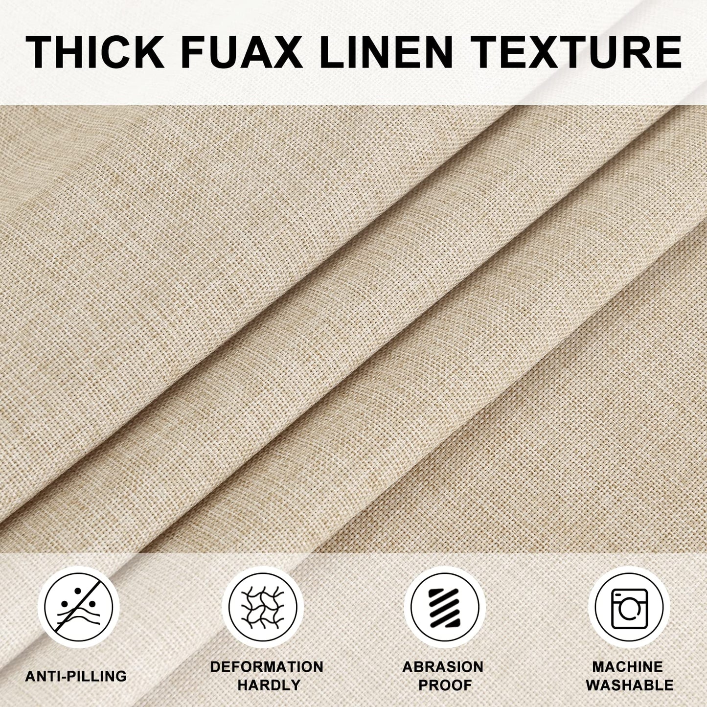 Hiasan Round Linen Tablecloth 60 Inch - Table Cloth Round Tablecloth Wrinkle and Stain Resistant Washable Polyester Fabric for Dining Room Kitchen Party, Beige