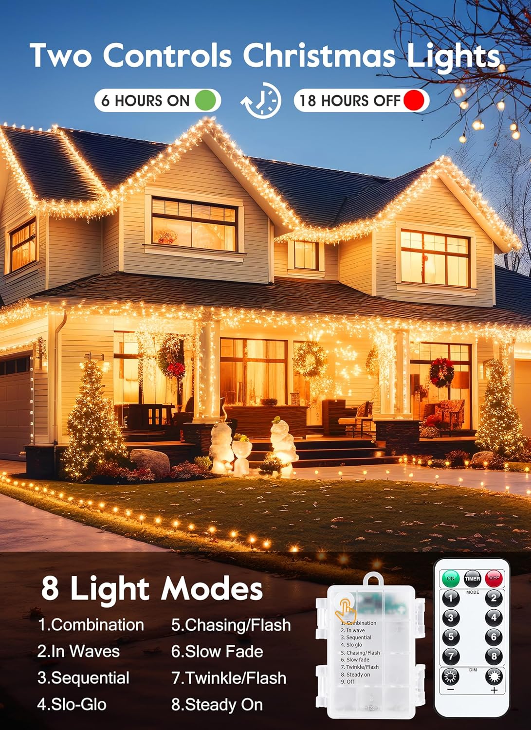 Skiennix 2 Pack Fairy Lights - 5Ft 60 LEDs Battery Operated Twinkle Lights with Remote | Warm White Copper Wire for Indoor/Outdoor Decor