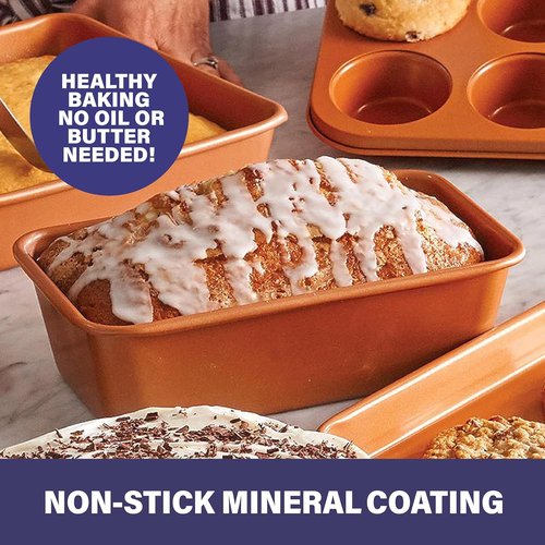 Gotham Steel Non-Stick Ceramic Bakeware Set - 5-Piece Dishwasher Safe Baking Pans | PFOA Free