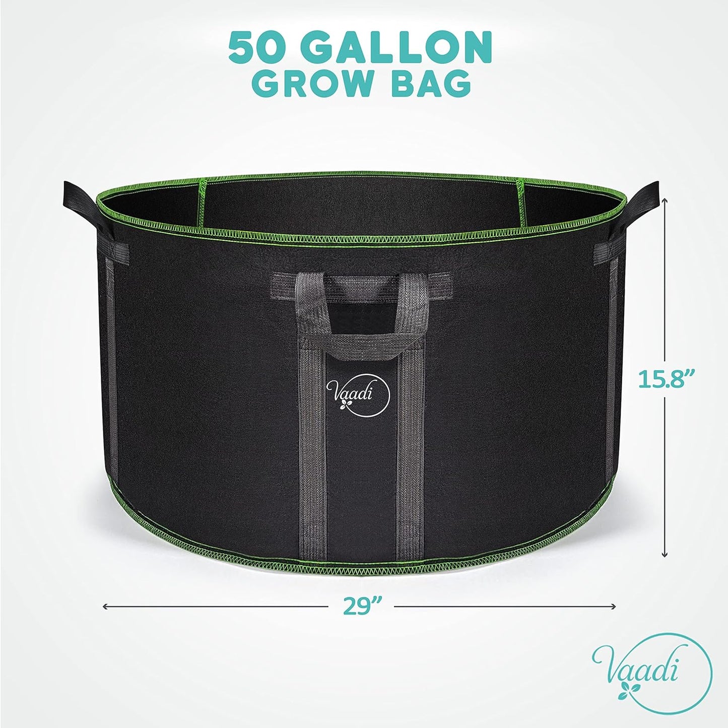 Vaadi 50 Gallon Plant Grow Bags - Durable Weatherproof Fabric Pots with Reinforced Handles | Large Capacity for Vegetables