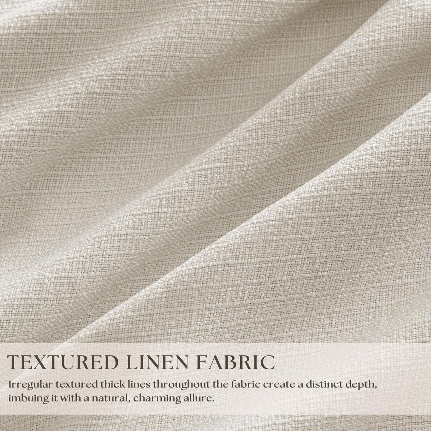 Skiennix 100% Blackout Linen Curtains - 96 Inch Length | Light Blocking Dual Layer Drapes in Cream Ivory