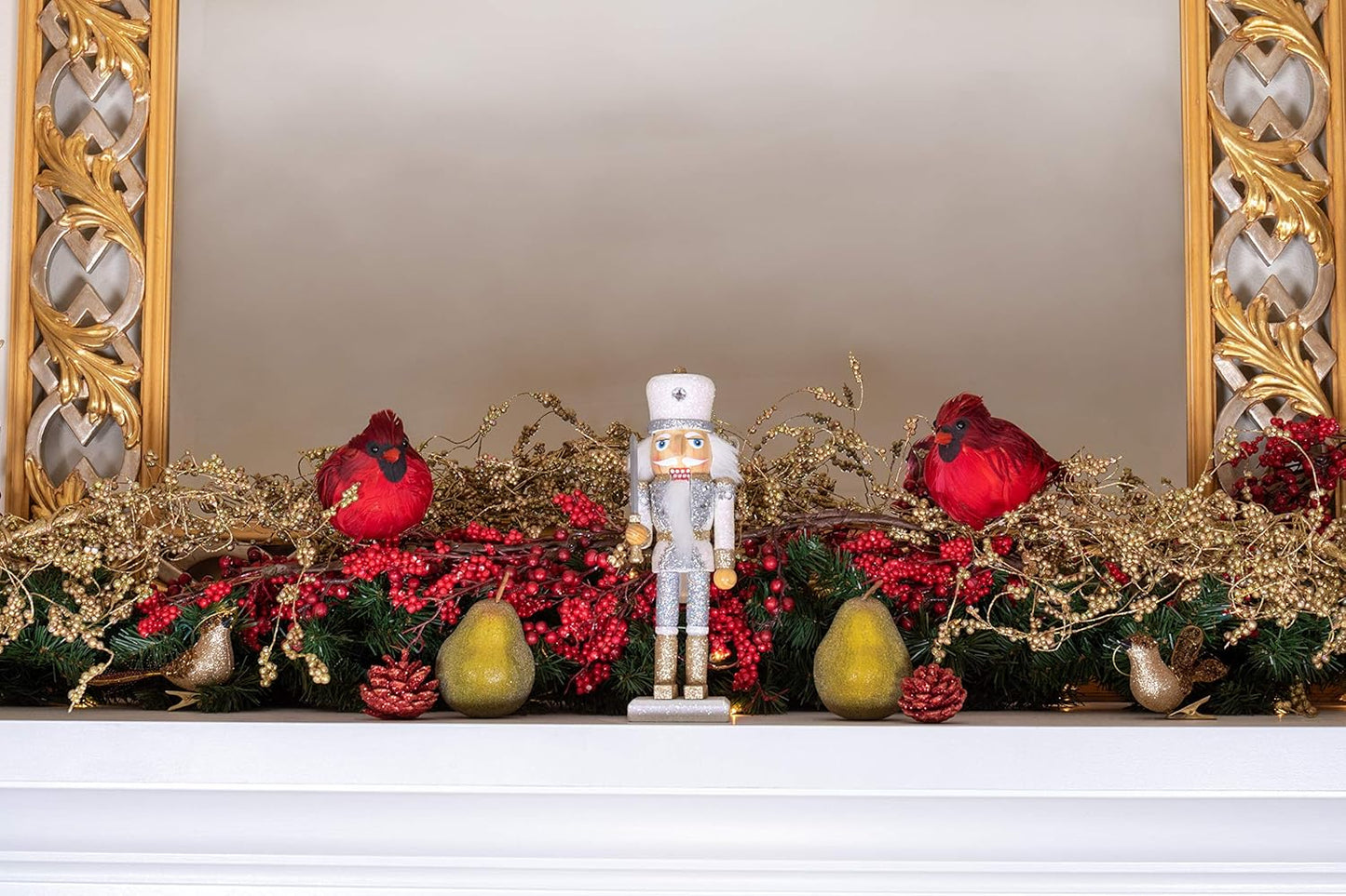 10-Inch White King Wooden Nutcracker - Festive Christmas Décor for Shelves