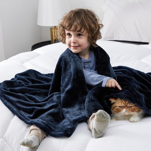Bedsure GentleSoft Fleece Blanket - Cozy Cute Throw for Kids | 43x55 Inches, Navy