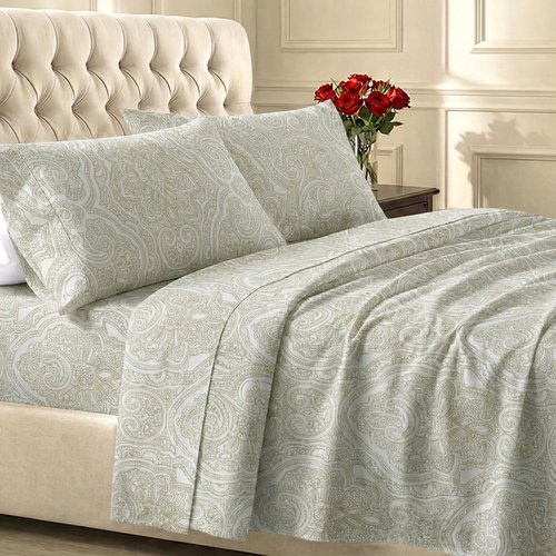 California Design Den Twin XL Cotton Sheets Set - 100% Soft Cotton, 400 Thread Count, Award-Winning Sateen Finish, Paisley Beige