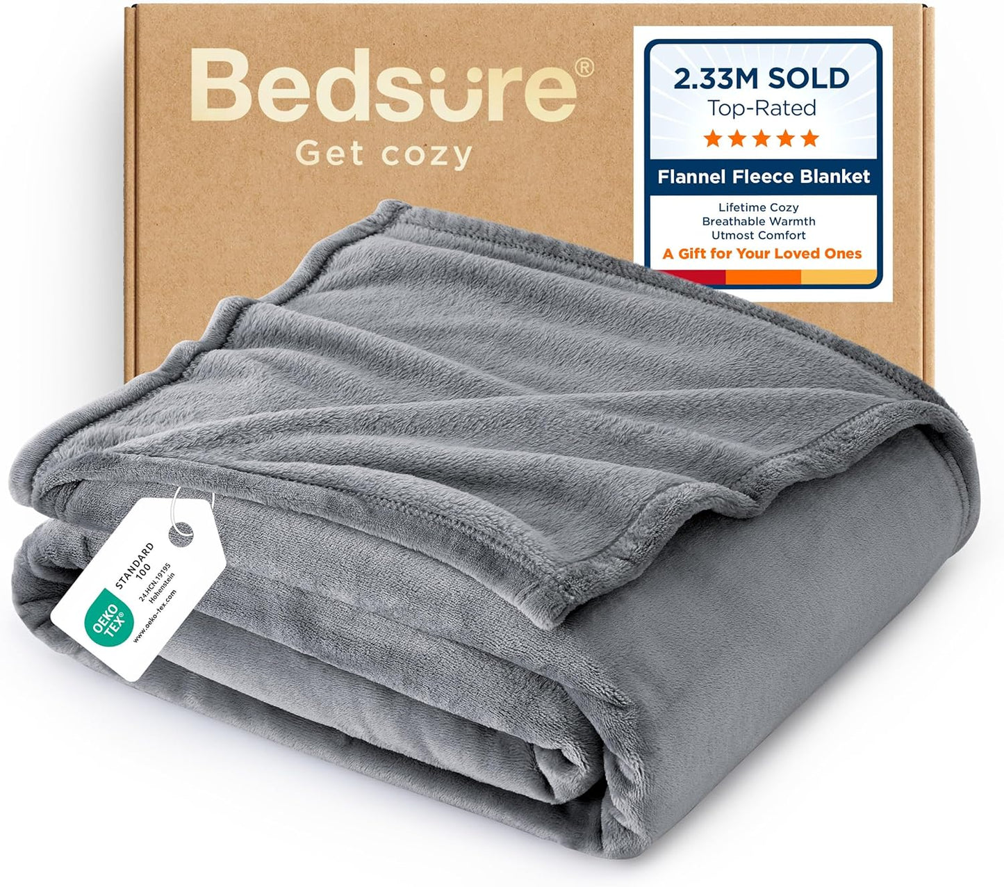 Bedsure GentleSoft Fleece Throw Blanket - Cozy Lightweight Plush Grey Sofa Blanket, 50x60 Inches