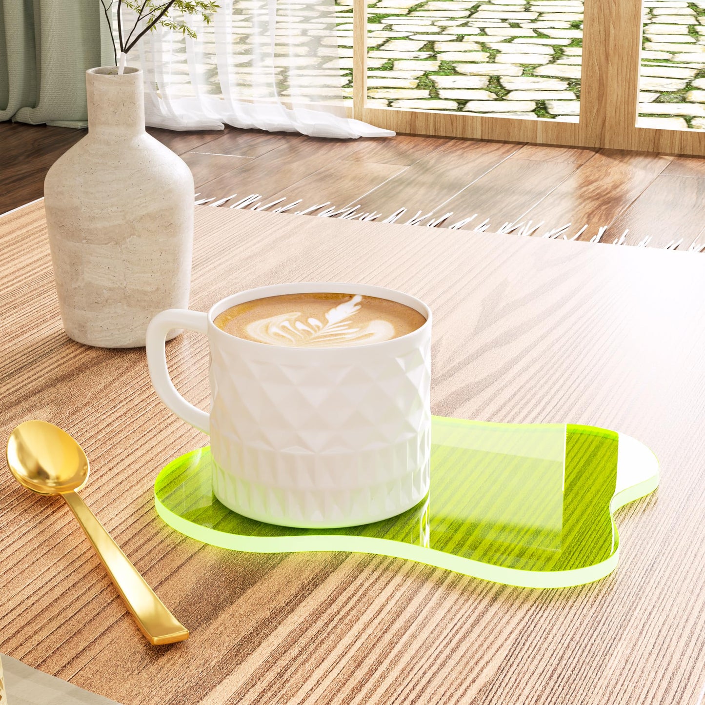 Leadiy Acrylic Coaster for Desk, Clear Bar Drink Coaster, Clear Cloud Shape Coffee Cup Coaster, Perfect for Tabletop Protection and Accessories Display.