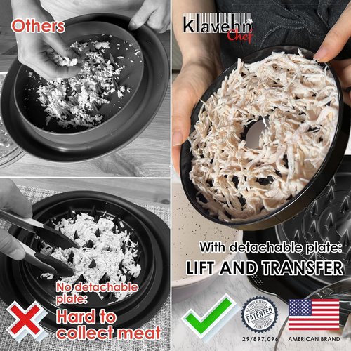3-Layer Chicken Shredder by American Brand - BPA Free, Heat Resistant, Dishwasher Safe | Includes Detachable Plate & Special Brush