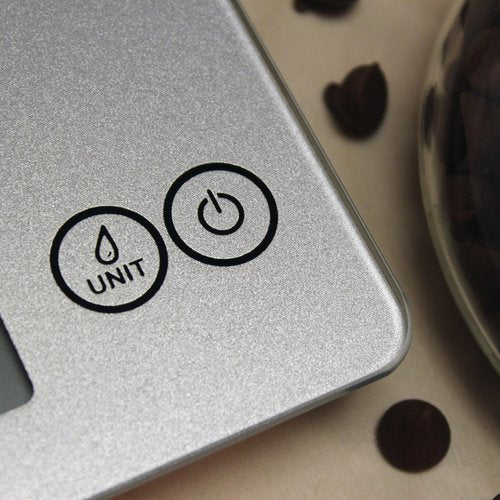 Escali Arti Glass Food Scale Digital Countertop Kitchen, Baking and Cooking Scale with Nutrition and Calorie Counter, 15-Pound Capacity, 9" x 6.5" x .75", Shiny Silver