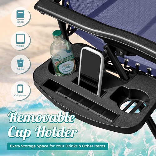 Homall Zero Gravity Chair - Comfortable Folding Patio Lounge Chair with Cup Holder & Pillows | Set of 2 (Blue)