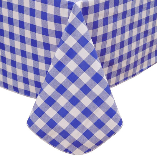 Heavy Duty Vinyl Tablecloth with Flannel Backing Waterproof Oil-Proof Plastic Table Cloth Stain-Resistant Wipeable Rectangle or Square Table Cover for Indoor and Outdoor (Blue Checkered, 60x102 Inch)