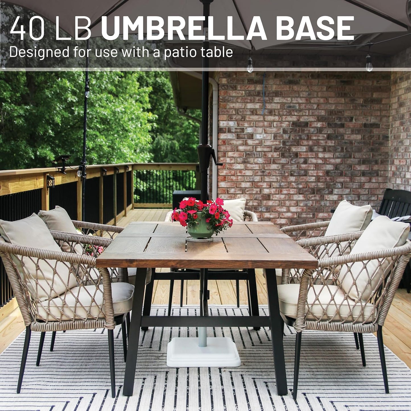 US Weight 40 Pound Umbrella Base - Heavy Duty Patio Table Support - Made in the USA