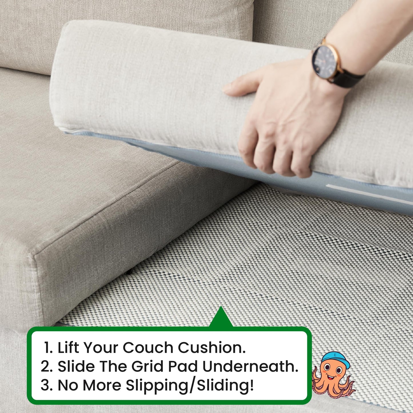 ECOHomes Couch Cushion Grip Pad, Couch Cushion Non Slip Pads Keep Sofa Cushions from Sliding - Anti Slip Sofa & Patio Grips Mattress Gripper Stopper Stop Slide & Prevent Sliding (4 Seater - 22" x 88")