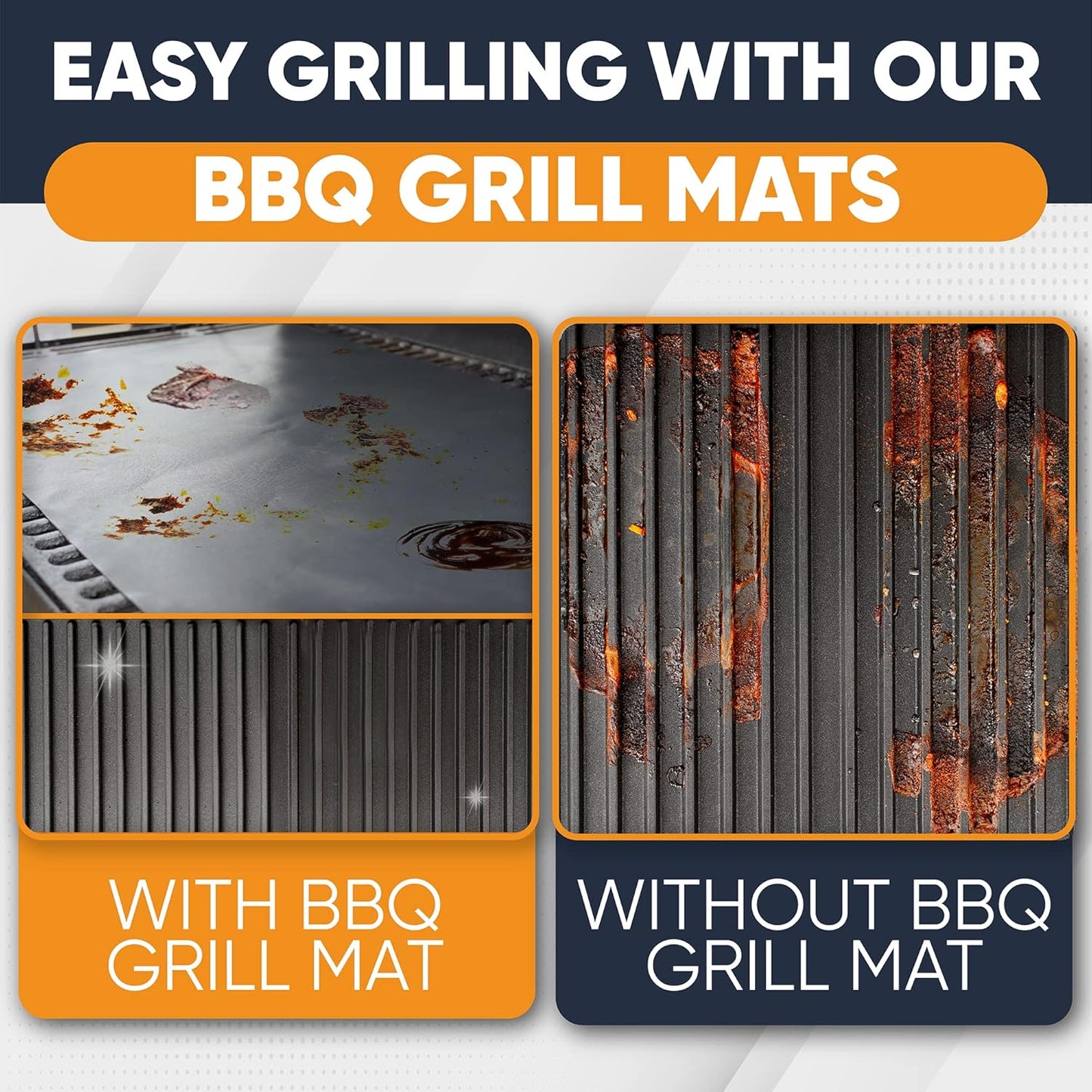 Linda's Essentials Extra Large Grill Mats - Reusable, Non-Stick Heat-Resistant BBQ Mats (3 Pack)