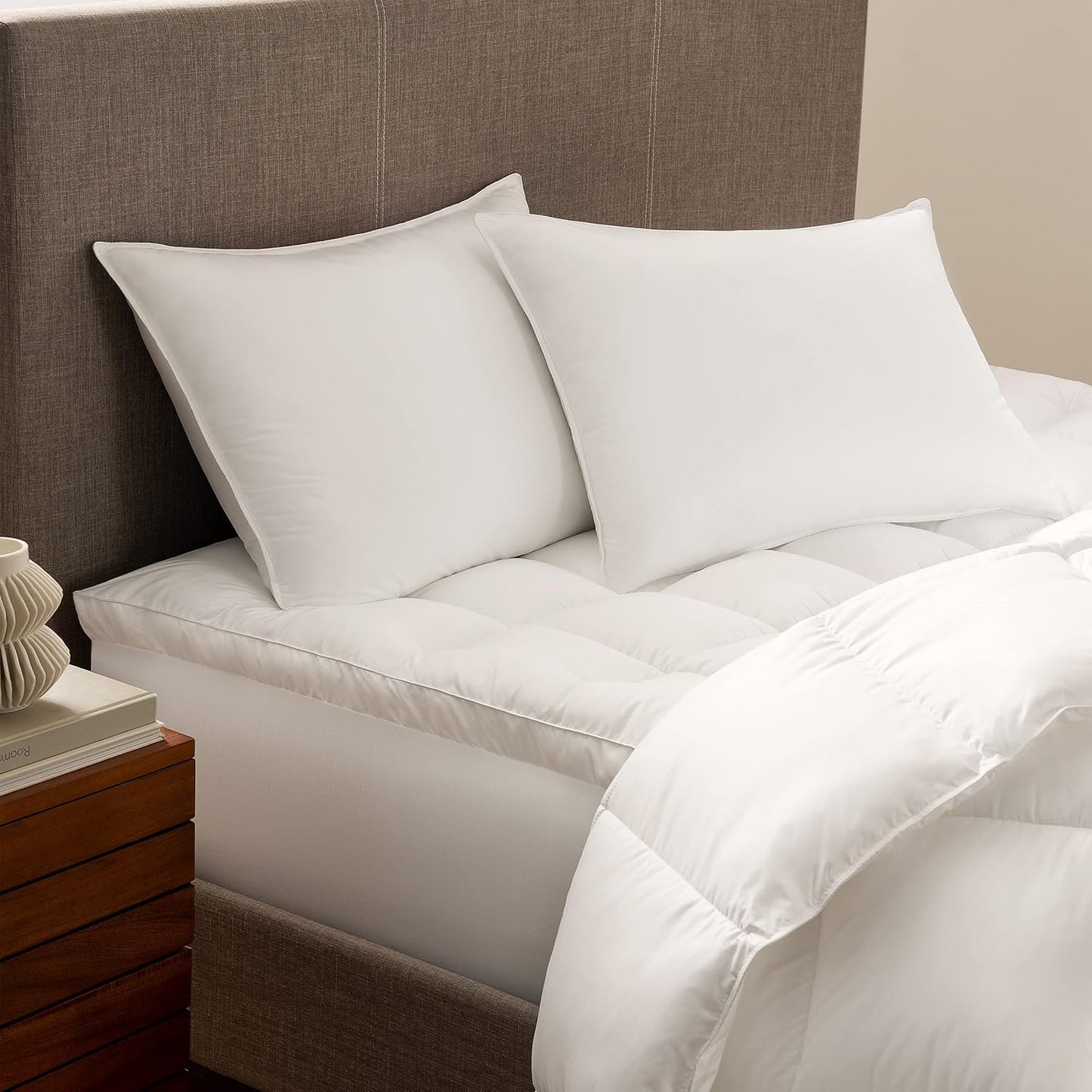 Serta Down Illusion Bed Pillows - Soft Hypoallergenic Comfort for All Sleep Positions | Queen Size, White (2 Pack)