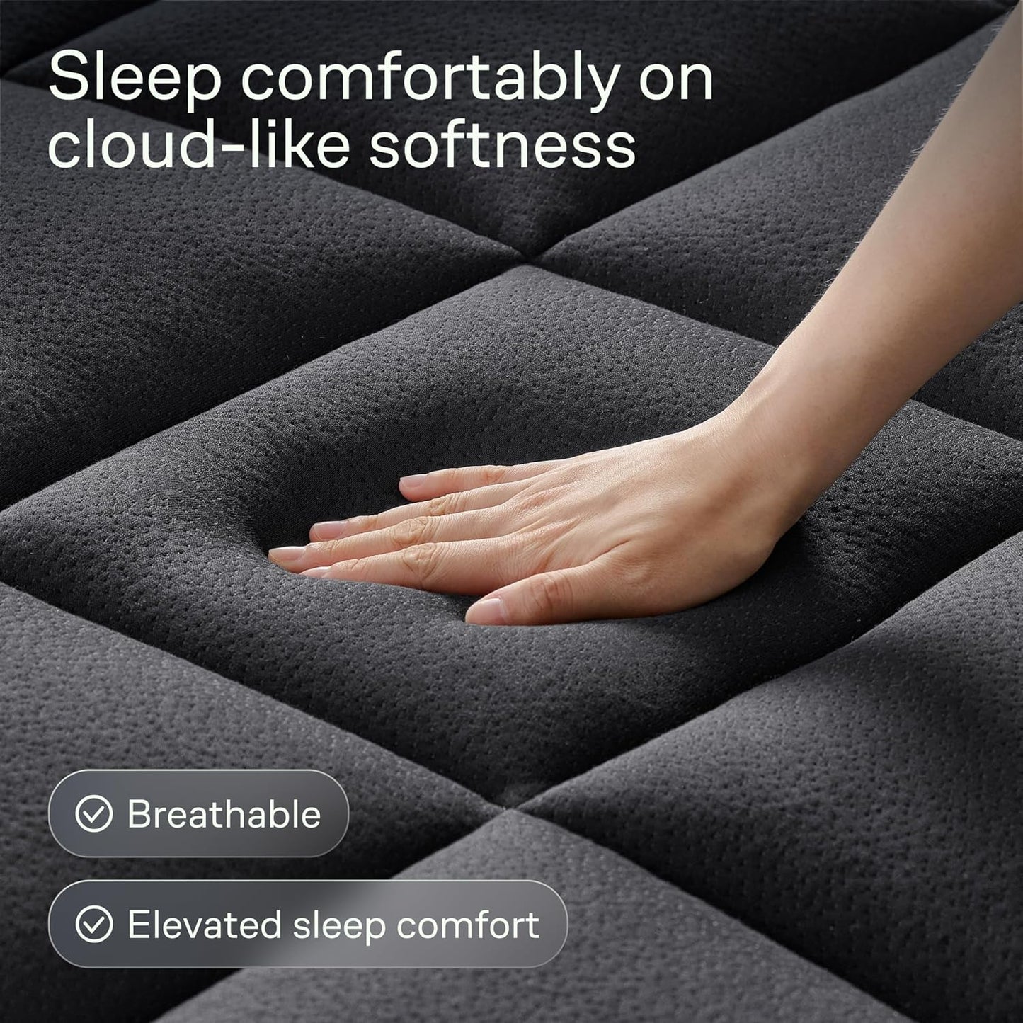 Niagara Ultra Soft Twin Mattress Topper - Bamboo Viscose Pillow Top for Back Pain Relief | Naturally Cooling, Fits 6-18" Mattresses, 600GSM, Black
