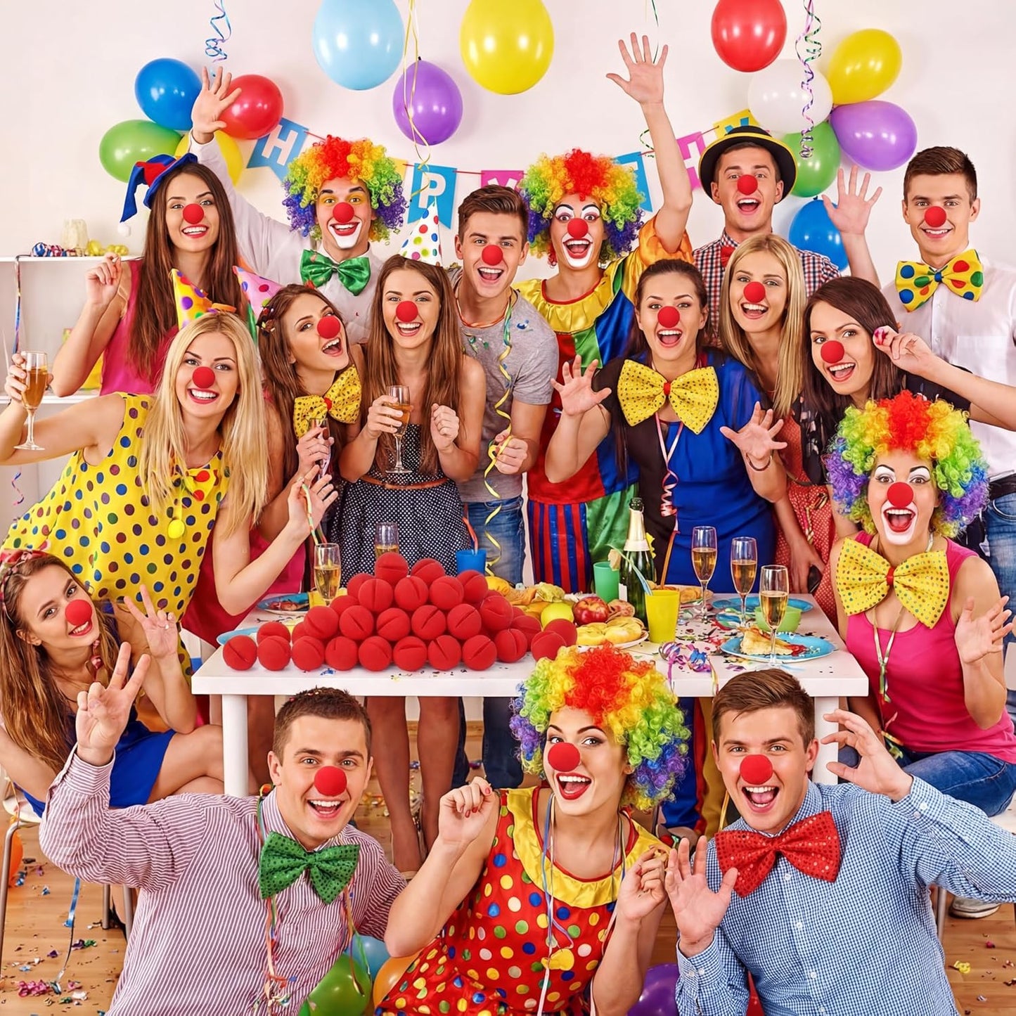 Vinsot Red Circus Clown Noses - 200 Pcs Foam Cosplay Accessories for Carnival & Halloween
