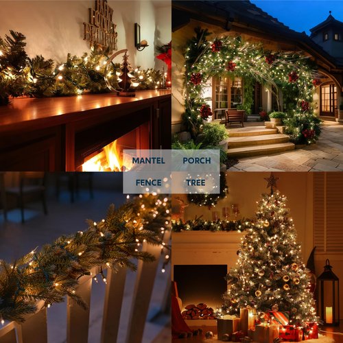 Joiedomi Clear Christmas String Lights Indoor,100 Count Mini White Fairy Light Outdoor,19.4 FT Decor for Patio Dorm Classroom Bedroom Holiday Wedding Party Garland Birthday Festival,Green Wire