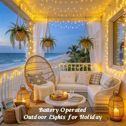 JMEXSUSS Battery Operated String Lights - 66ft 200 LED Warm White Fairy Lights with Remote | Indoor/Outdoor Decor