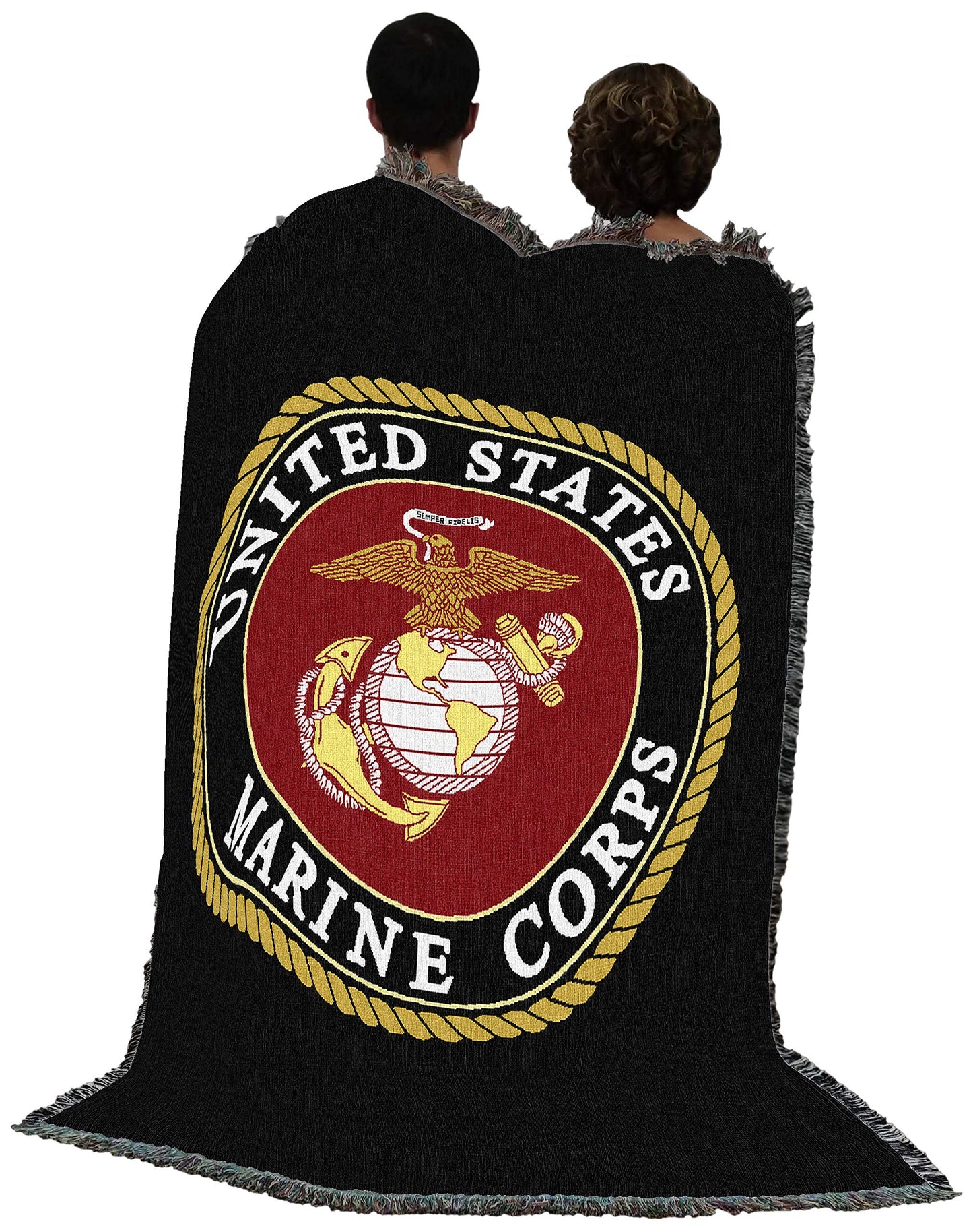 Pure Country Weavers US Marine Corps - Emblem Blanket - Gift Military Tapestry Throw Woven from Cotton - Made in The USA (72x54)