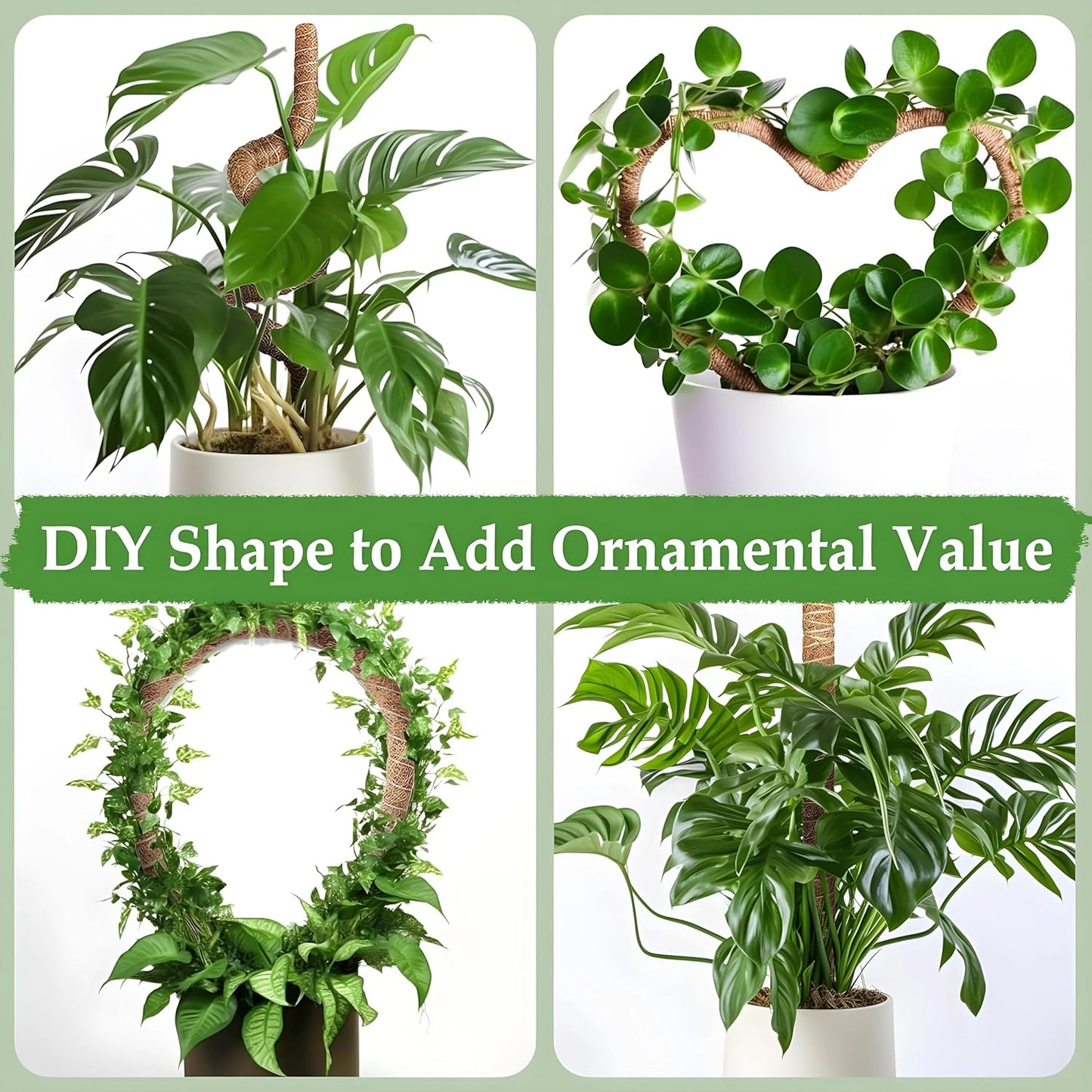 Skiennix 48'' Bendable Moss Poles - Flexible Trellis Support Stakes for Monstera & Climbing Plants