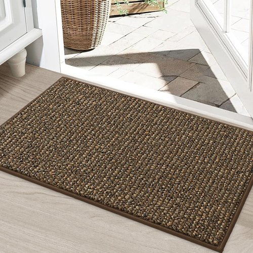 BEQHAUSE Dirt Trapper Door Mat - Non-Slip, Washable, Absorbent | 24" x 36", Brown Entryway Mat