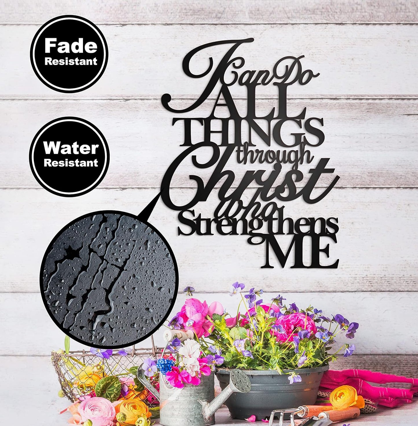 Metal Wall Art by I Can Do All Things | Philippians 4:13 Christian Decor - 17” x 13”