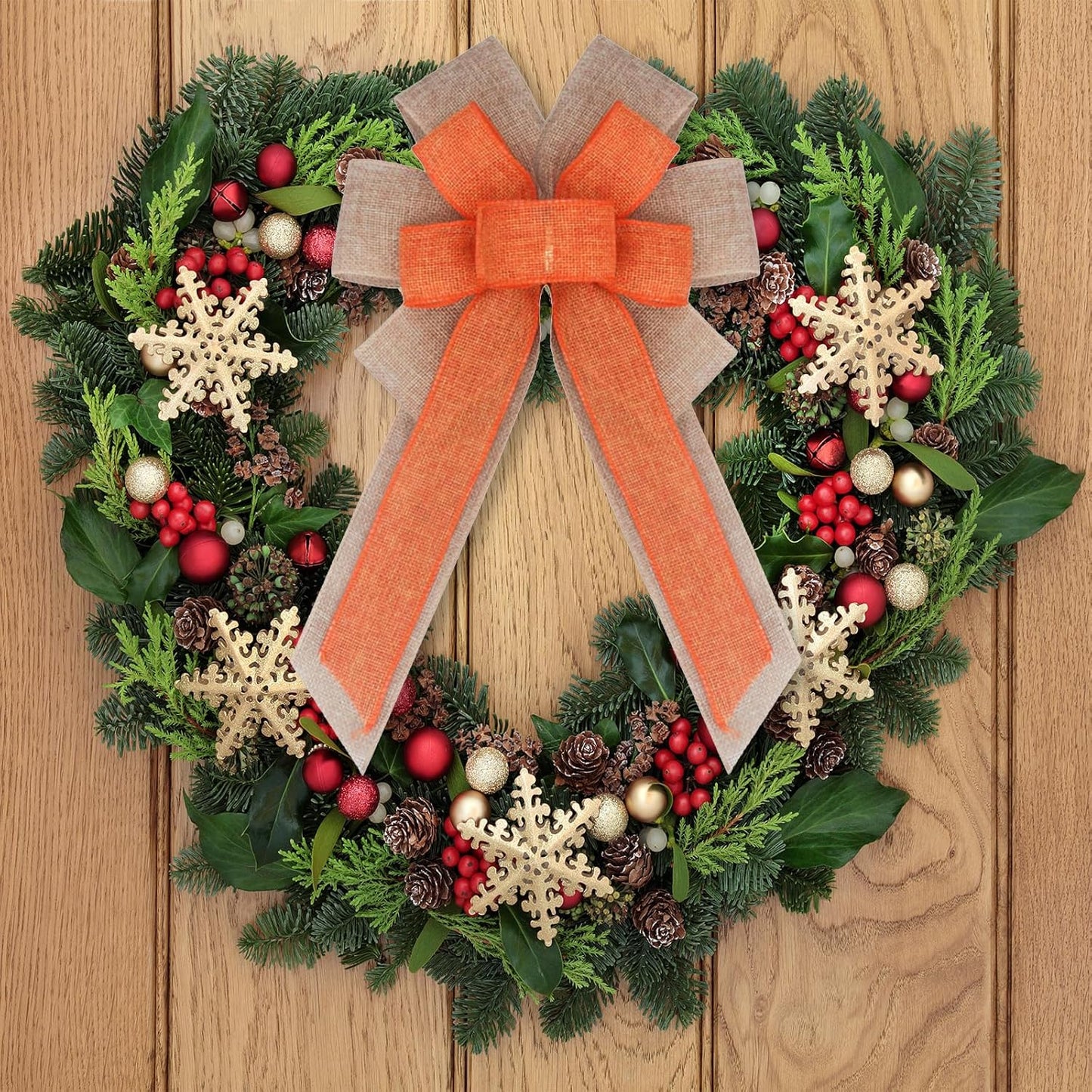 2Pack Burlap Bows by Farmhouse Crafts - Pre-Tied Halloween & Christmas Wreath Ornaments | 15.7” x 8.7”