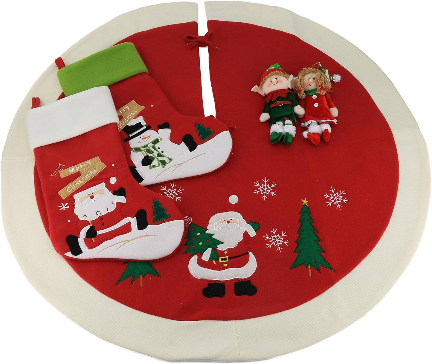 Classic Christmas Stockings Set of 2 - Santa & Snowman 17-Inch Holiday Decor