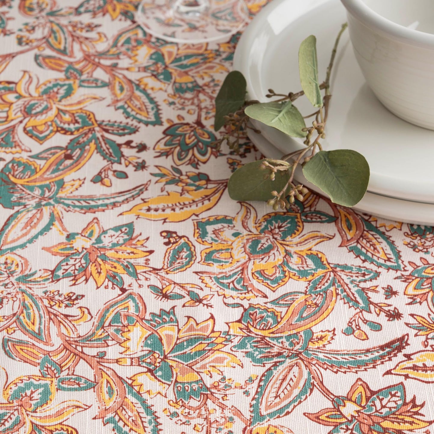Maison d' Hermine Table Cloth Square Table 100% Cotton 54 x 54 Inches Fall Tablecloth Reusable Everyday Use for Thanksgiving Christmas Decorations Dining Farmhouse Party (Nila)