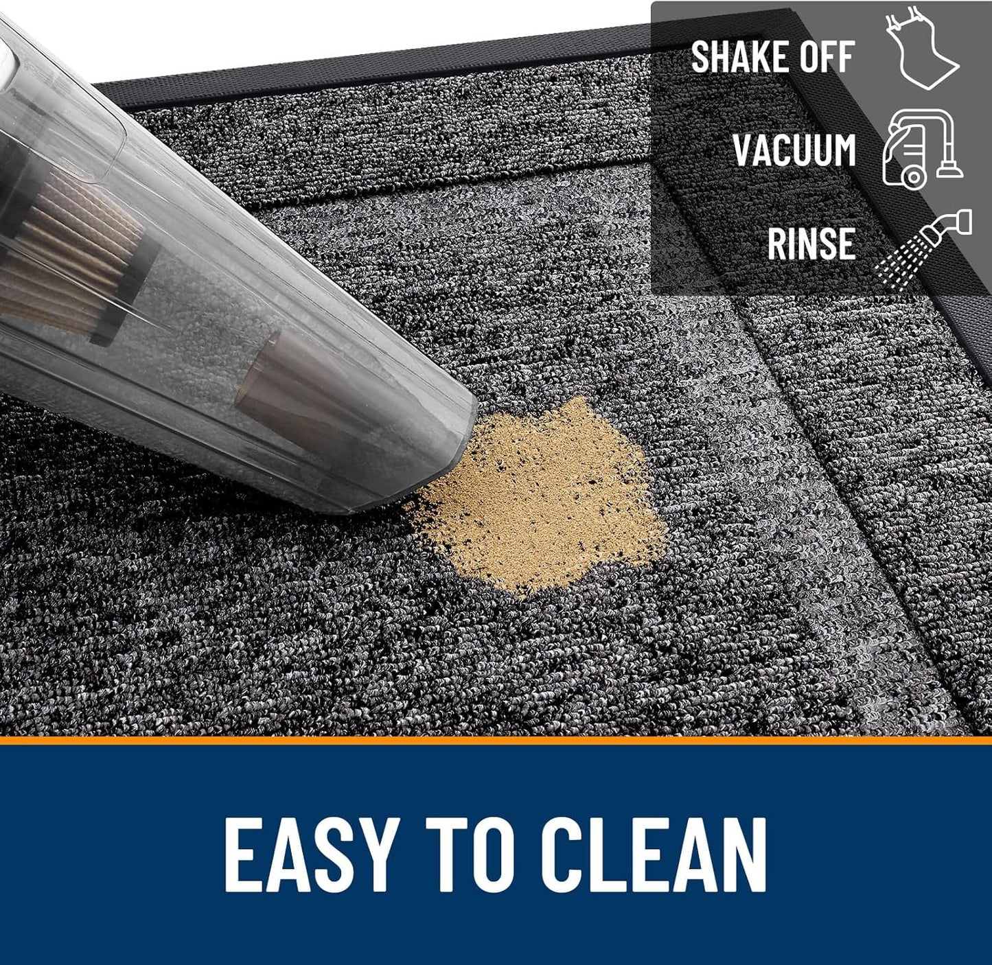 OLANLY Waterproof Front Door Mat - All-Weather Indoor/Outdoor Doormat | Easy Clean, 71x23, Black and White