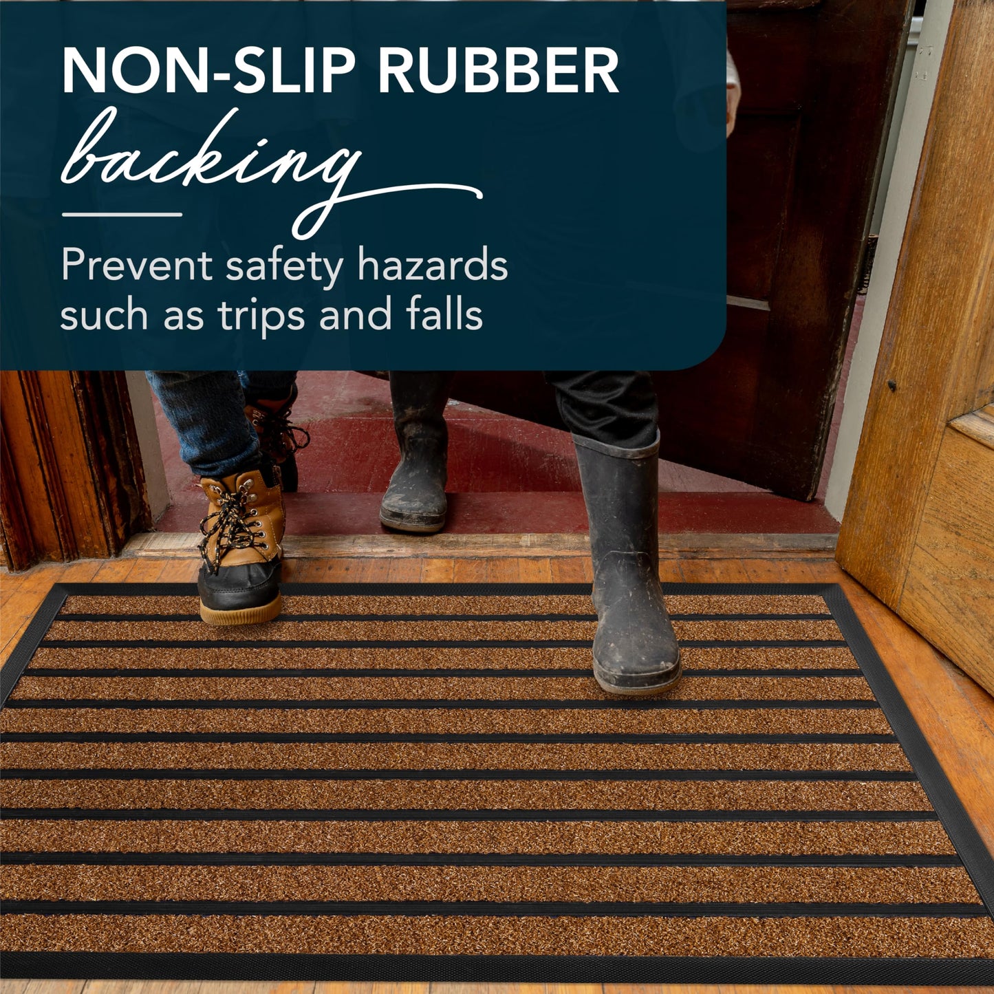 ubdyo Extra Durable Door Mat - Dirt Trapping Outdoor Welcome Mats - Non-Slip Outdoor Indoor Entrance - Low Profile Front Doormat (36" x 24", Bright Brown)