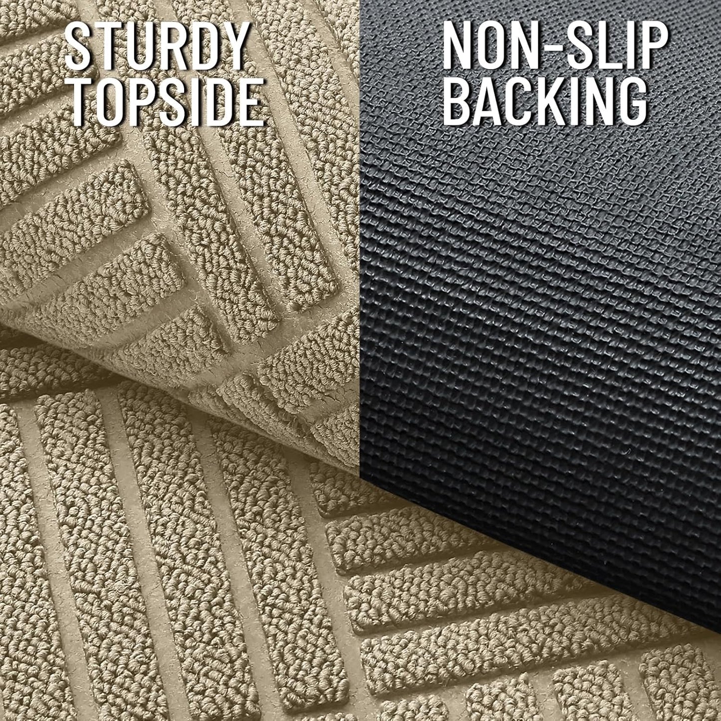OLANLY Heavy-Duty Front Door Mat - Absorbent Natural Rubber, Stain & Fade Resistant | 47x32, Beige Diamond